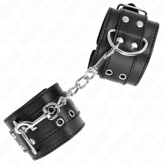 KINK - MUÑEQUERAS CON DOBLE LÍNEA DE TACHUELAS NEGRO AUSTABLE 19-26 CM - Nuvica