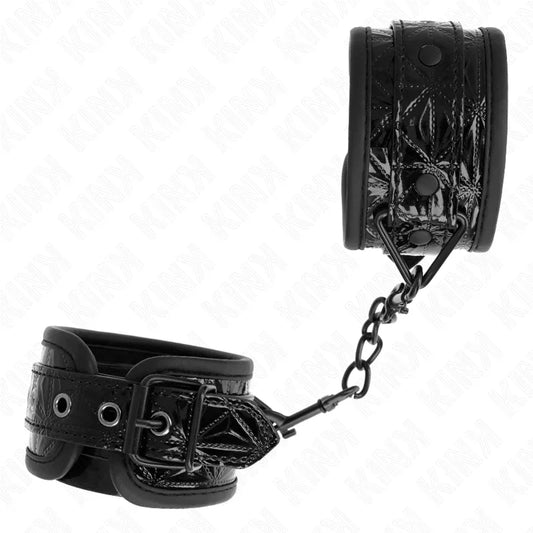 KINK - MUÑEQUERAS CON PATRÓN DE DIAMANTES NEGRO AJUSTABLE 17-26 CM X 5.5 CM - Nuvica