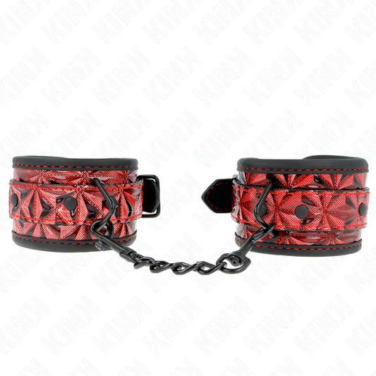KINK - MUÑEQUERAS CON PATRÓN DE DIAMANTES ROJO OSCURO AJUSTABLE 17-26 CM X 5.5 CM - Nuvica