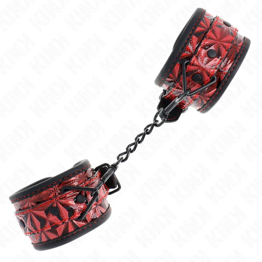 KINK - MUÑEQUERAS CON PATRÓN DE DIAMANTES ROJO OSCURO AJUSTABLE 17-26 CM X 5.5 CM - Nuvica