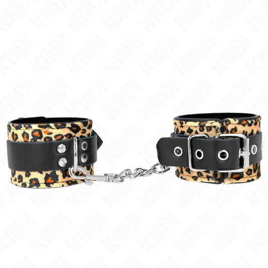 KINK - MUÑEQUERAS DE CUERO ESTILO LEOPARDO AJUSTABLE 18-29 CM X 5.5 CM - Nuvica