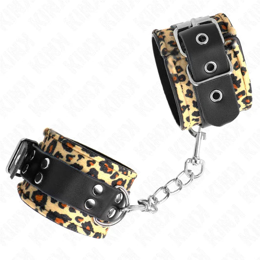 KINK - MUÑEQUERAS DE CUERO ESTILO LEOPARDO AJUSTABLE 18-29 CM X 5.5 CM - Nuvica