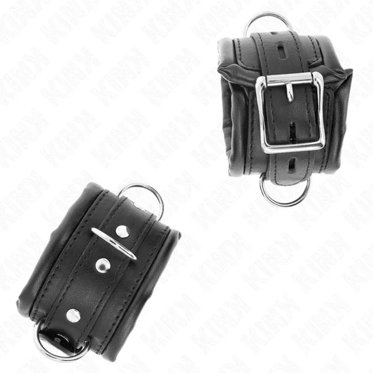 KINK - MUÑEQUERAS ESTILO HEAVY FORRO NEGRO AJUSTABLE 20-30 CM X 6 CM - Nuvica