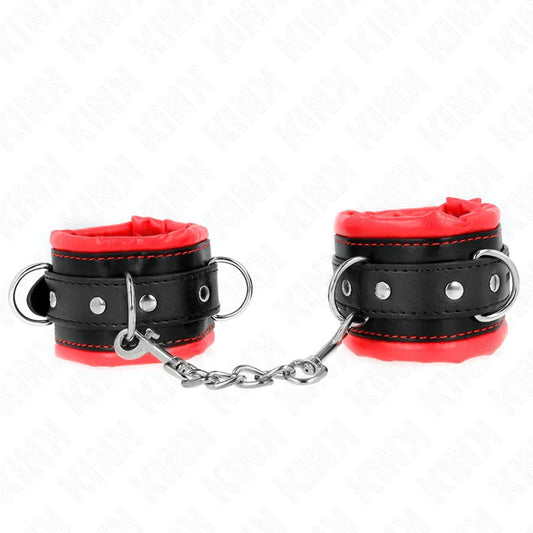 KINK - MUÑEQUERAS ESTILO HEAVY FORRO ROJO AJUSTABLE 20-30 CM X 6 CM - Nuvica