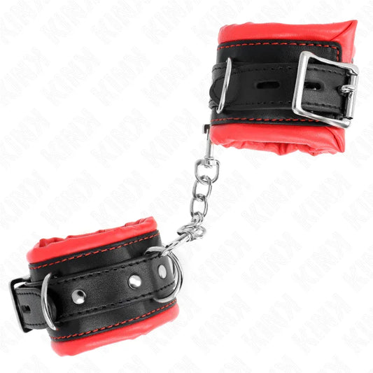 KINK - MUÑEQUERAS ESTILO HEAVY FORRO ROJO AJUSTABLE 20-30 CM X 6 CM - Nuvica