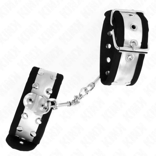KINK - MUÑEQUERAS FINAS NEGRO / PLATEADO 30 X 4 CM - Nuvica