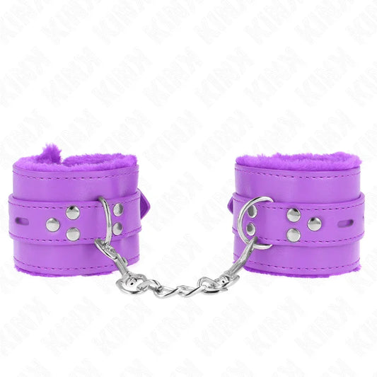 KINK - MUÑEQUERAS FORRADAS CON AGUJEROS CUADRADOS VIOLETA Y CORREA VIOLETA AJUSTABLE 17-29 CM X 6 CM - Nuvica