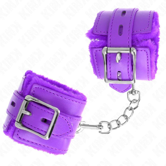 KINK - MUÑEQUERAS FORRADAS CON AGUJEROS CUADRADOS VIOLETA Y CORREA VIOLETA AJUSTABLE 17-29 CM X 6 CM - Nuvica