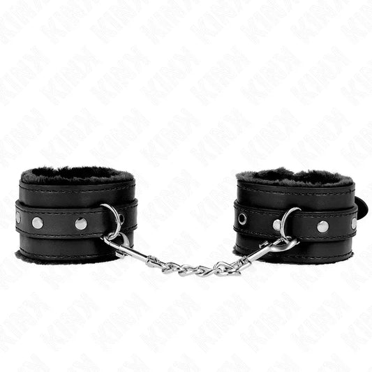 KINK - MUÑEQUERAS FORRADAS PREMIUM NEGRO CON CORREA NEGRO AJUSTABLE 17-29 CM X 6 CM - Nuvica