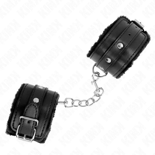 KINK - MUÑEQUERAS FORRADAS PREMIUM NEGRO CON CORREA NEGRO AJUSTABLE 17-29 CM X 6 CM - Nuvica