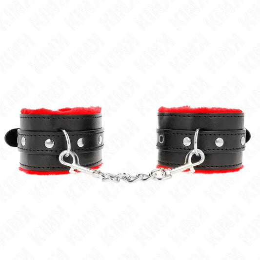 KINK - MUÑEQUERAS FORRADAS PREMIUM ROJO CON CORREA NEGRO AJUSTABLE 17-29 CM X 6 CM - Nuvica