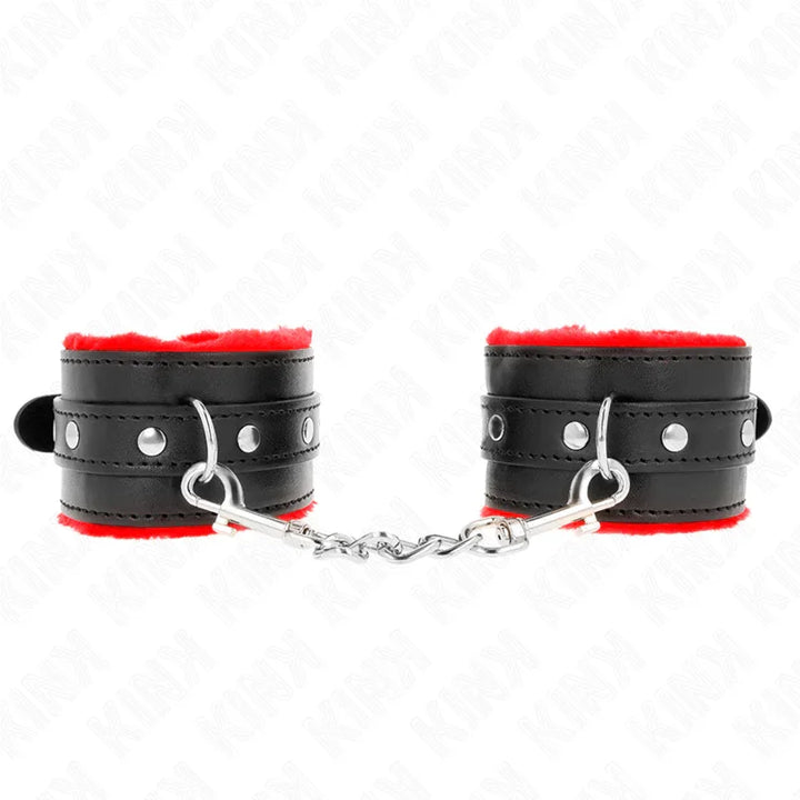 KINK - MUÑEQUERAS FORRADAS PREMIUM ROJO CON CORREA NEGRO AJUSTABLE 17-29 CM X 6 CM - Nuvica