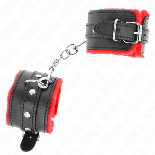 KINK - MUÑEQUERAS FORRADAS PREMIUM ROJO CON CORREA NEGRO AJUSTABLE 17-29 CM X 6 CM - Nuvica