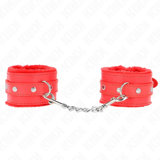 KINK - MUÑEQUERAS FORRADAS PREMIUM ROJO CON CORREA ROJO AJUSTABLE 17-29 CM X 6 CM - Nuvica