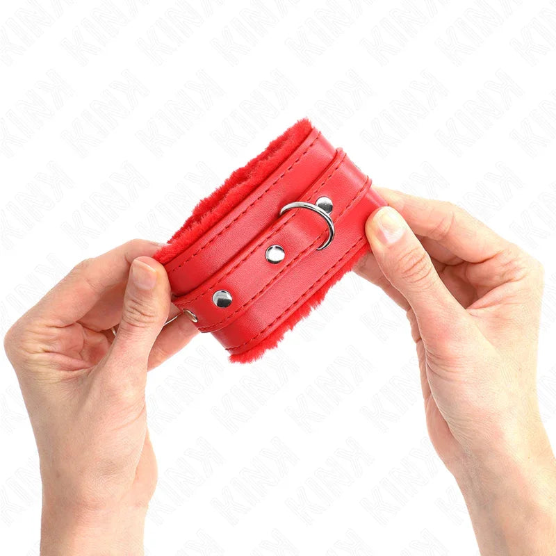KINK - MUÑEQUERAS FORRADAS PREMIUM ROJO CON CORREA ROJO AJUSTABLE 17-29 CM X 6 CM - Nuvica