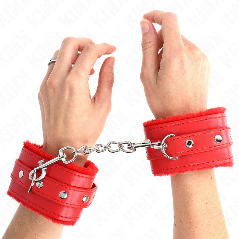KINK - MUÑEQUERAS FORRADAS PREMIUM ROJO CON CORREA ROJO AJUSTABLE 17-29 CM X 6 CM - Nuvica
