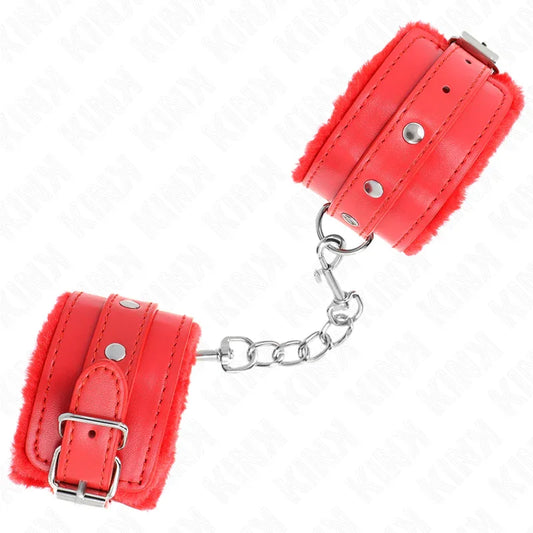 KINK - MUÑEQUERAS FORRADAS PREMIUM ROJO CON CORREA ROJO AJUSTABLE 17-29 CM X 6 CM - Nuvica