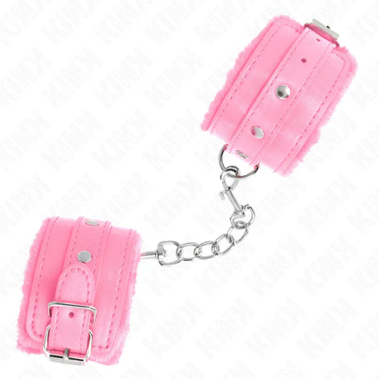 KINK - MUÑEQUERAS FORRADAS PREMIUM ROSA CON CORREA ROSA AJUSTABLE 17-29 CM X 6 CM - Nuvica
