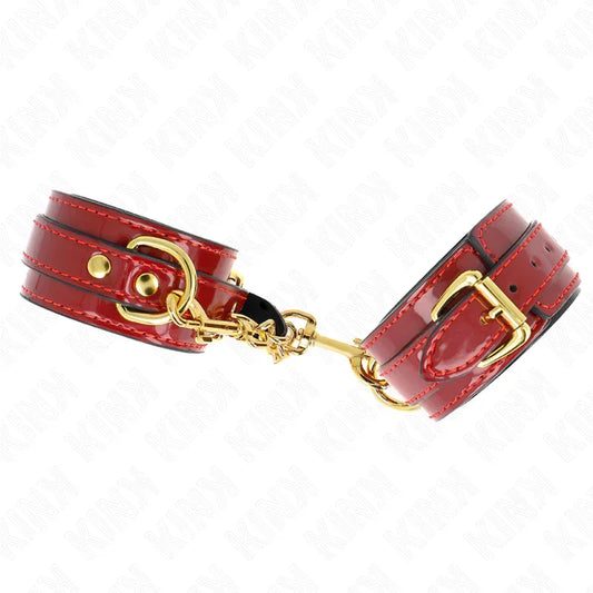KINK - MUÑEQUERAS JOANNA ANGEL ROJO AJUSTABLE CON CADENA DORADO 16.5-26 CM X 4 CM - Nuvica