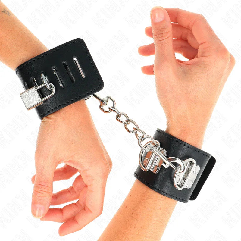 KINK - MUÑEQUERAS MULTIPOSICIÓN CON CIERRE CANDADO NEGRO AJUSTABLE 16-23 CM X 5.5 CM - Nuvica