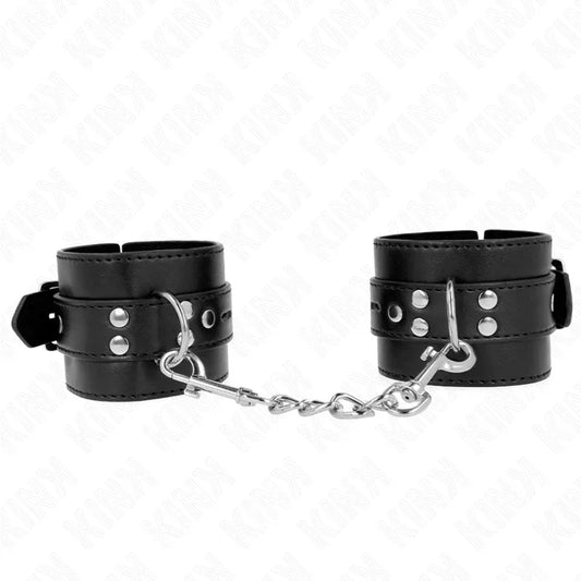 KINK - MUÑEQUERAS NEGRO CON CORREA NEGRO AJUSTABLE 17-28 CM X 6 CM - Nuvica
