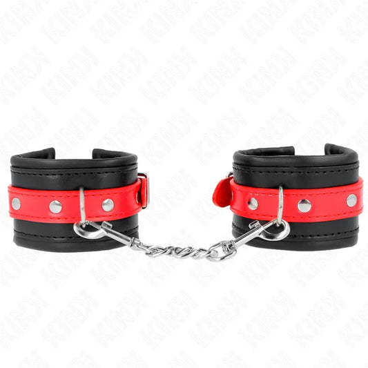 KINK - MUÑEQUERAS NEGRO CON CORREA ROJO AJUSTABLE 17-28 CM X 6 CM - Nuvica