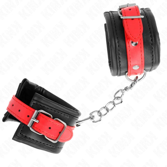 KINK - MUÑEQUERAS NEGRO CON CORREA ROJO AJUSTABLE 17-28 CM X 6 CM - Nuvica