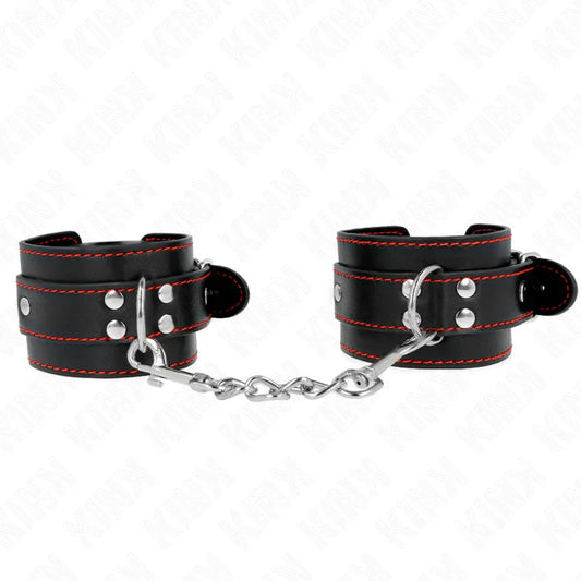KINK - MUÑEQUERAS NEGRO CON DETALLES EN ROJO AJUSTABLE 20-28 CM X 5.5 CM - Nuvica