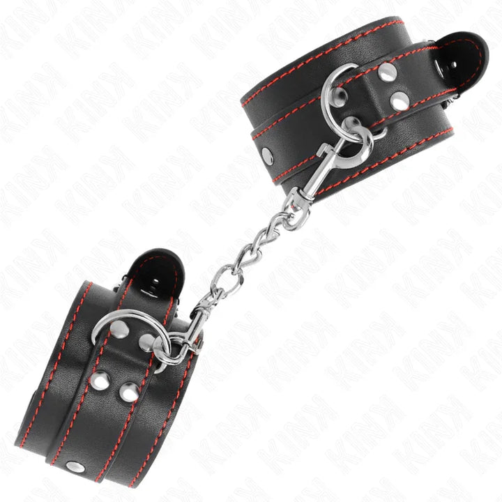 KINK - MUÑEQUERAS NEGRO CON DETALLES EN ROJO AJUSTABLE 20-28 CM X 5.5 CM - Nuvica