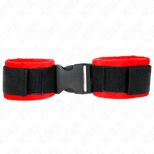KINK - MUÑEQUERAS NYLON ROJO-NEGRO MODELO 1 AJUSTABLE 25-35 CM X 6 CM - Nuvica