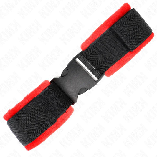 KINK - MUÑEQUERAS NYLON ROJO-NEGRO MODELO 1 AJUSTABLE 25-35 CM X 6 CM - Nuvica