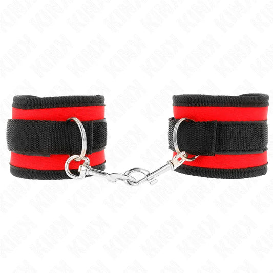 KINK - MUÑEQUERAS NYLON ROJO-NEGRO MODELO 2 AJUSTABLE 18-35 CM X 6 CM - Nuvica