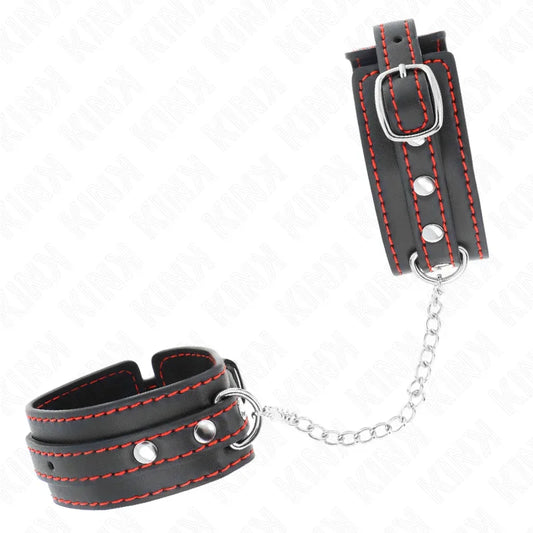 KINK - MUÑEQUERAS PEQUEÑA NEGRO CON DETALLES EN ROJO AJUSTABLE 14-24 CM X 3.5 CM - Nuvica