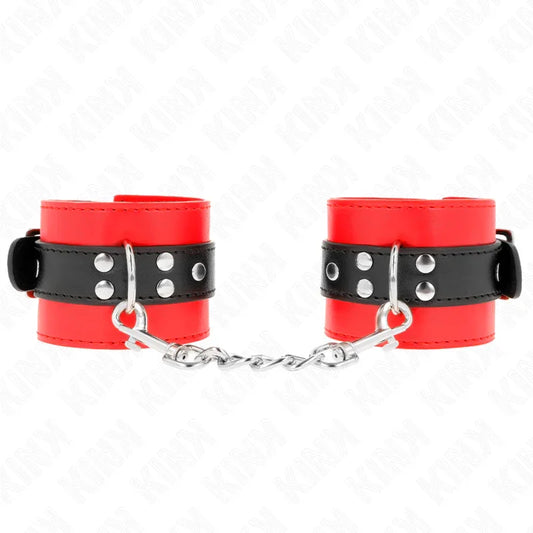KINK - MUÑEQUERAS ROJO CON CORREA NEGRO AJUSTABLE 17-28 CM X 6 CM - Nuvica