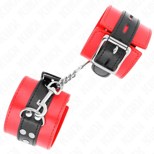 KINK - MUÑEQUERAS ROJO CON CORREA NEGRO AJUSTABLE 17-28 CM X 6 CM - Nuvica