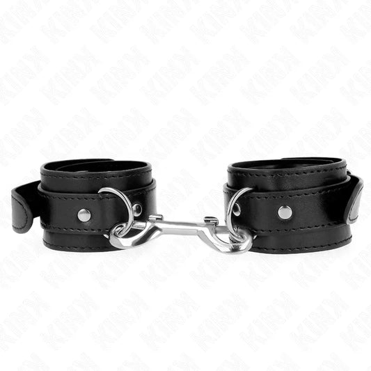 KINK - MUÑEQUERAS SIMPLES CON FILA DE REMACHES NEGRO AJUSTABLE 17-28 CM X 5 CM - Nuvica