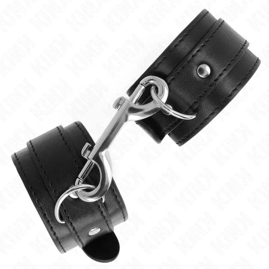 KINK - MUÑEQUERAS SIMPLES CON FILA DE REMACHES NEGRO AJUSTABLE 17-28 CM X 5 CM - Nuvica