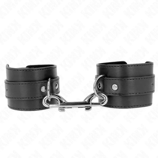 KINK - MUÑEQUERAS SIMPLES CON FILA DE REMACHES Y HEBILLA GRANDE NEGRO AJUSTABLE 17-28 CM X 5 CM - Nuvica