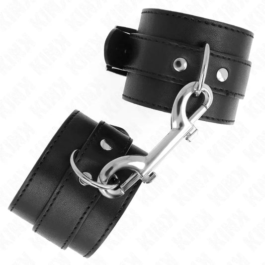 KINK - MUÑEQUERAS SIMPLES CON FILA DE REMACHES Y HEBILLA GRANDE NEGRO AJUSTABLE 17-28 CM X 5 CM - Nuvica