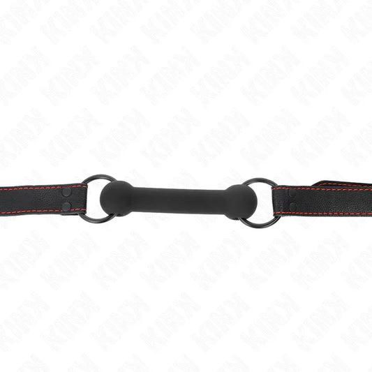 KINK - MORDAZA FORMA DE HUESO CON CORREA POLIPIEL NEGRO AJUSTABLE 41-57 CM - Nuvica