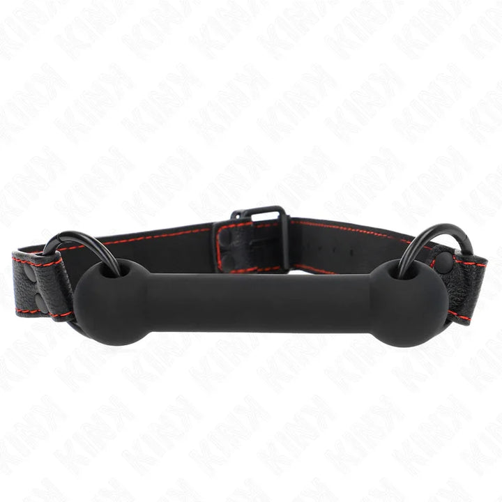 KINK - MORDAZA FORMA DE HUESO CON CORREA POLIPIEL NEGRO AJUSTABLE 41-57 CM - Nuvica