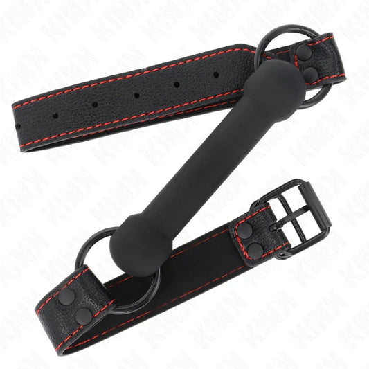 KINK - MORDAZA FORMA DE HUESO CON CORREA POLIPIEL NEGRO AJUSTABLE 41-57 CM - Nuvica