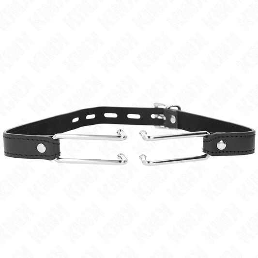 KINK - MORDAZA GANCHO DE METAL 11.5 CM CON CORREA DE POLIPIEL AJUSTABLE 39-58 CM X 2 CM - Nuvica