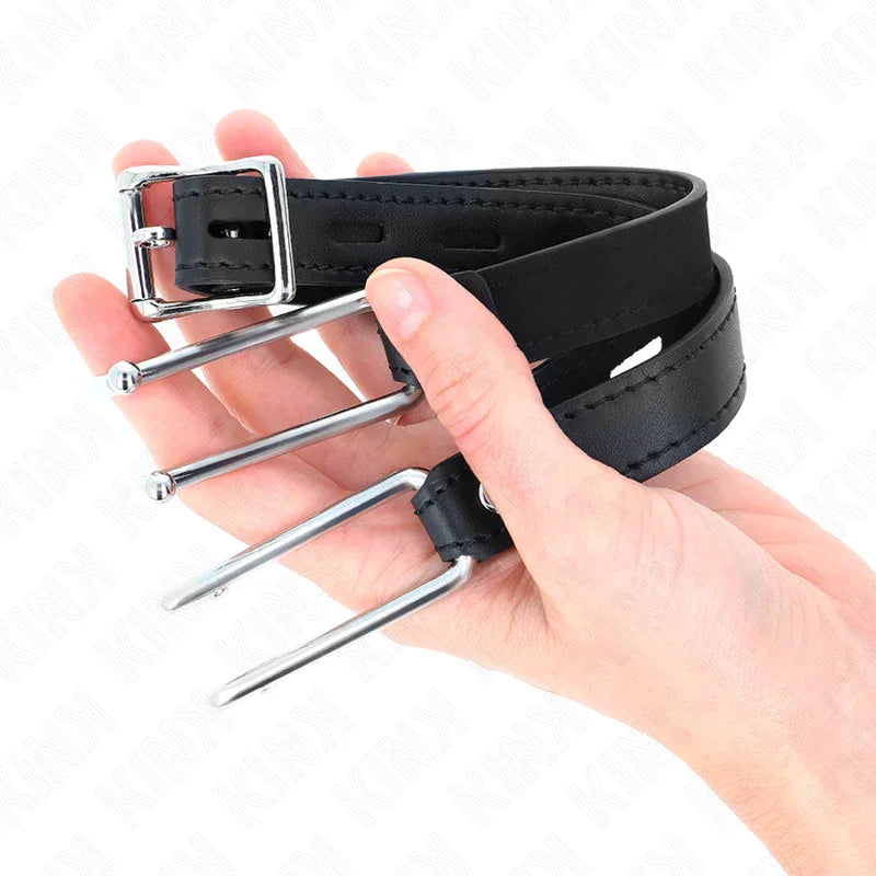 KINK - MORDAZA GANCHO DE METAL 11.5 CM CON CORREA DE POLIPIEL AJUSTABLE 39-58 CM X 2 CM - Nuvica