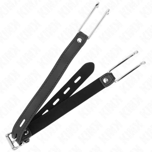 KINK - MORDAZA GANCHO DE METAL 11.5 CM CON CORREA DE POLIPIEL AJUSTABLE 39-58 CM X 2 CM - Nuvica