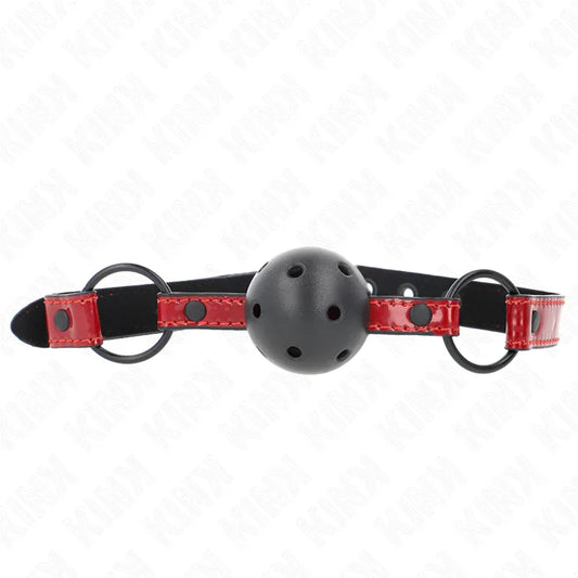 KINK - MORDAZA DE BOLA 4.5 CM DE POLIPIEL BRILLANTE 63.5 X 2 CM AJUSTABLE 41 X 59 CM - Nuvica