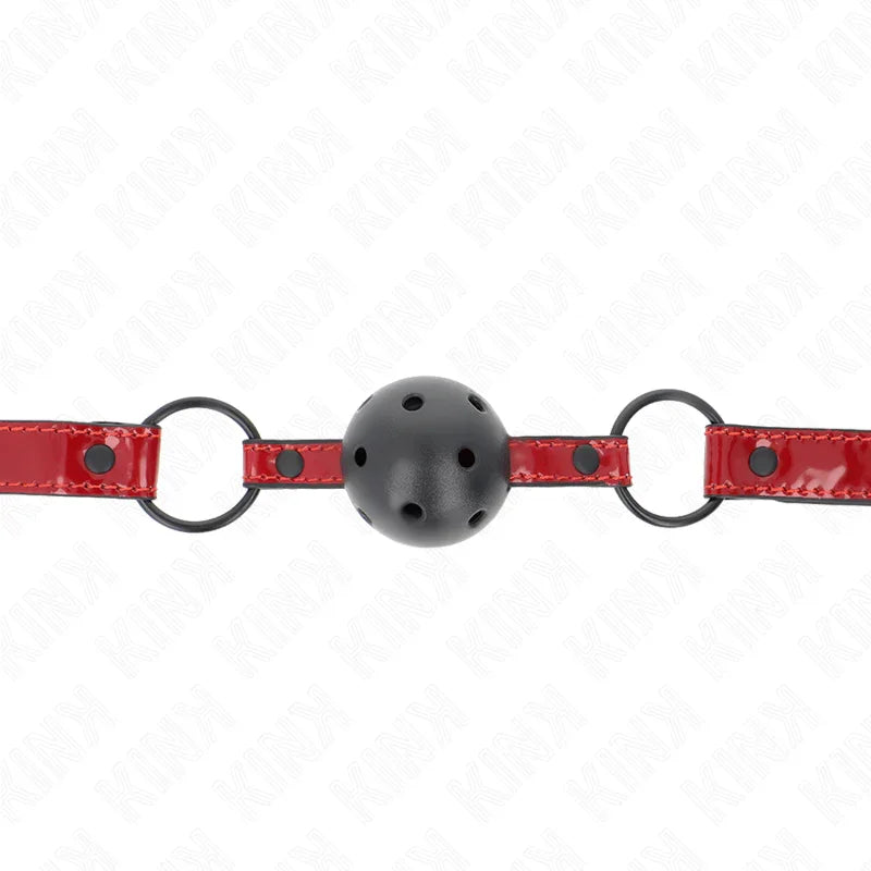 KINK - MORDAZA DE BOLA 4.5 CM DE POLIPIEL BRILLANTE 63.5 X 2 CM AJUSTABLE 41 X 59 CM - Nuvica