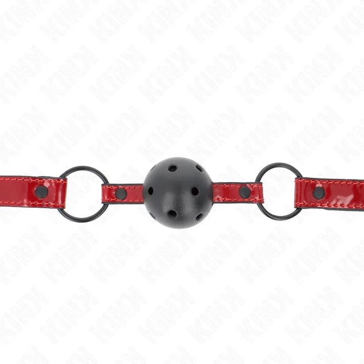 KINK - MORDAZA DE BOLA 4.5 CM DE POLIPIEL BRILLANTE 63.5 X 2 CM AJUSTABLE 41 X 59 CM - Nuvica