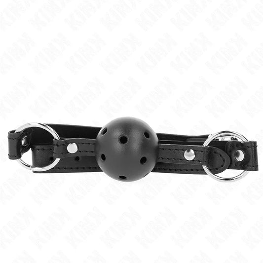 KINK - MORDAZA DE BOLA 4.5 CM NEGRA DURA HUECA MODELO 1 63.5 X 2 CM - Nuvica