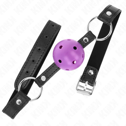 KINK - MORDAZA DE BOLA 4.5 CM MORADO DURA HUECA 63.5 X 2 CM - Nuvica